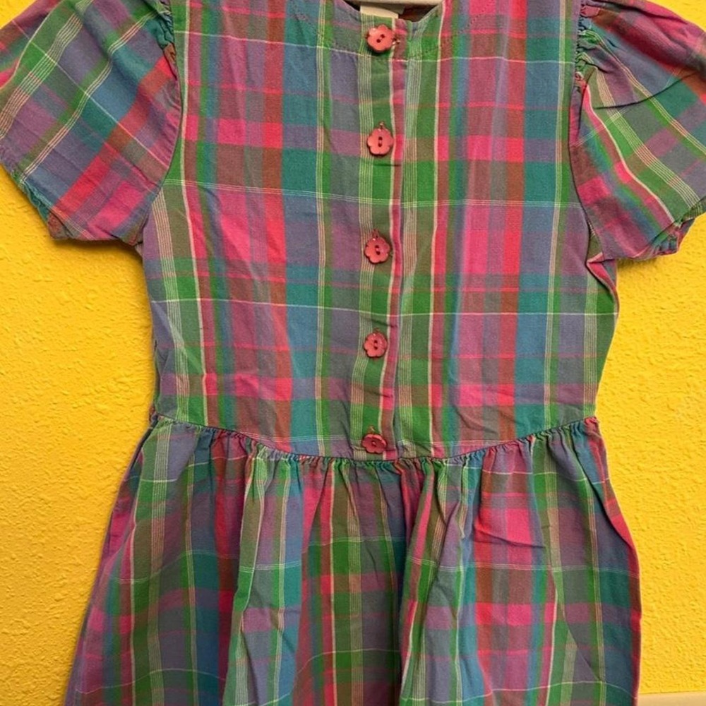 Vintage 90's Carter's pink and green plaid dress